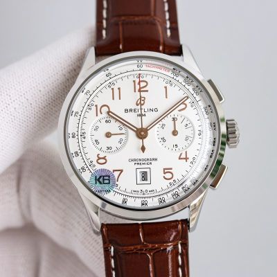 TW Factory Breitling Premier B01 Chrnograph 316L Steel 42mm Asia 7750 Movement Brown Strap Watch